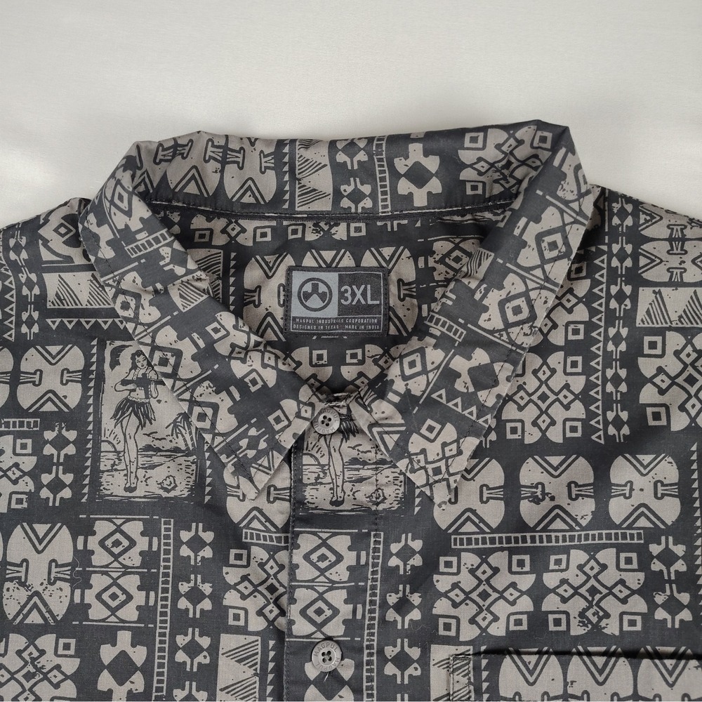 Magpul Kaneohe Short Sleeve Shirt 3XL Grey Black Tribal Hula Girl Aloha MAG767 - Picture 2 of 16